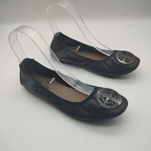 Rialto Womens Shoes Navy Blue Size 5.5M Sydney Faux Leather Slip On Ballet Flats